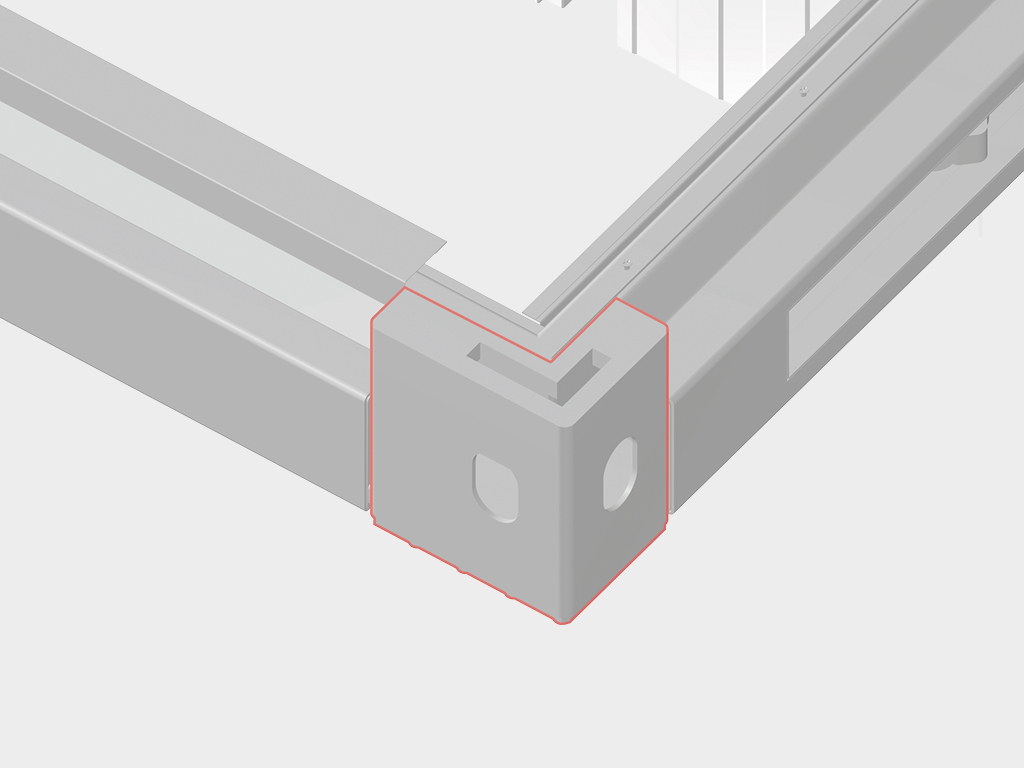 Burchak elementi ramka konstruktsiyasining ajraladigan ulanishini ta’minlaydi.